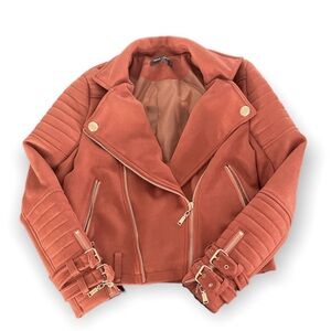 Moto jacket Brown Rust Faux Suede Women’s size 6